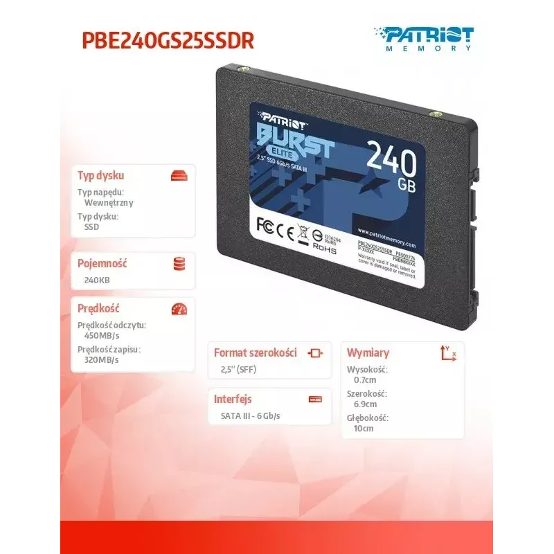 Patriot SSD Burst Elite 240GB PATRIOT Burst Elite 450/320MB/s