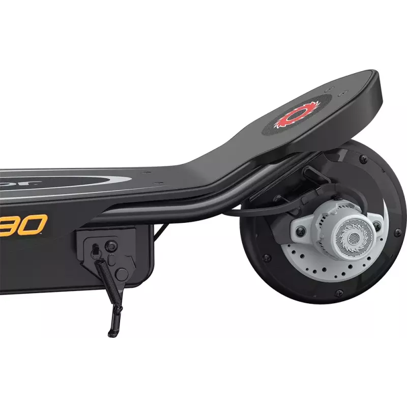 Elektrinis paspirtukas Razor Power Core E90 – 12 V švino rūgšties baterija, 16 km/h maks., plieninis rėmas, vientisi ratai, apkrova 54 kg