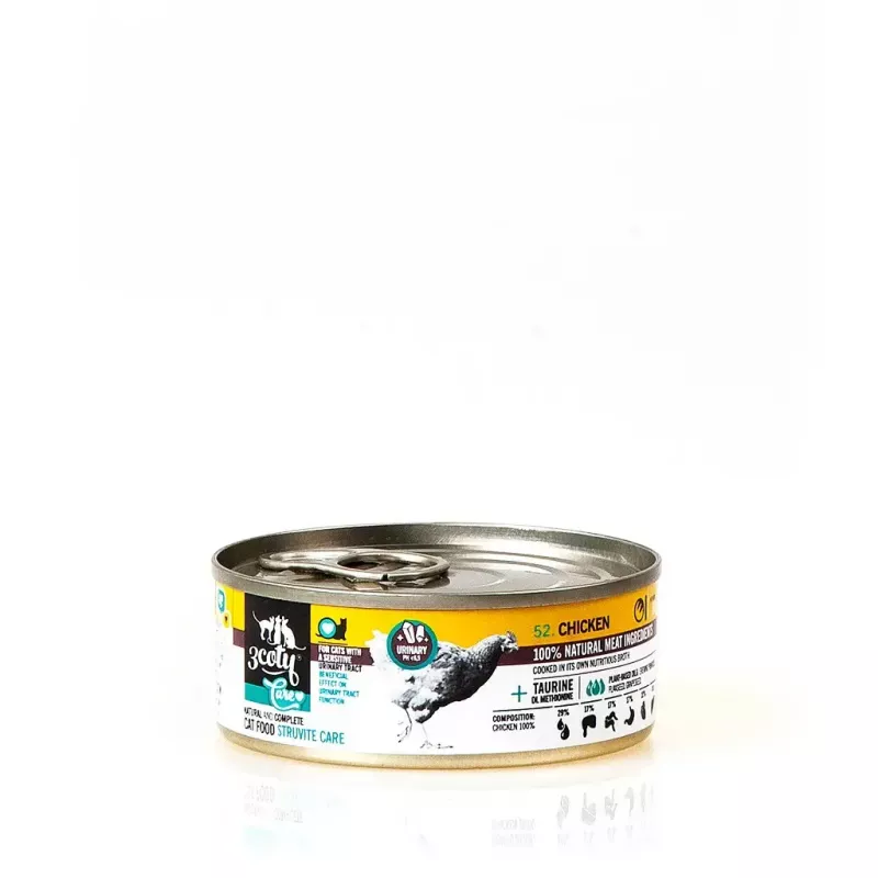 Šlapias kačių ėdalas 3coty Chicken Struvite care 80 g – ėdalo maišelis, suaugusioms katėms, vištiena, visavertis ėdalas