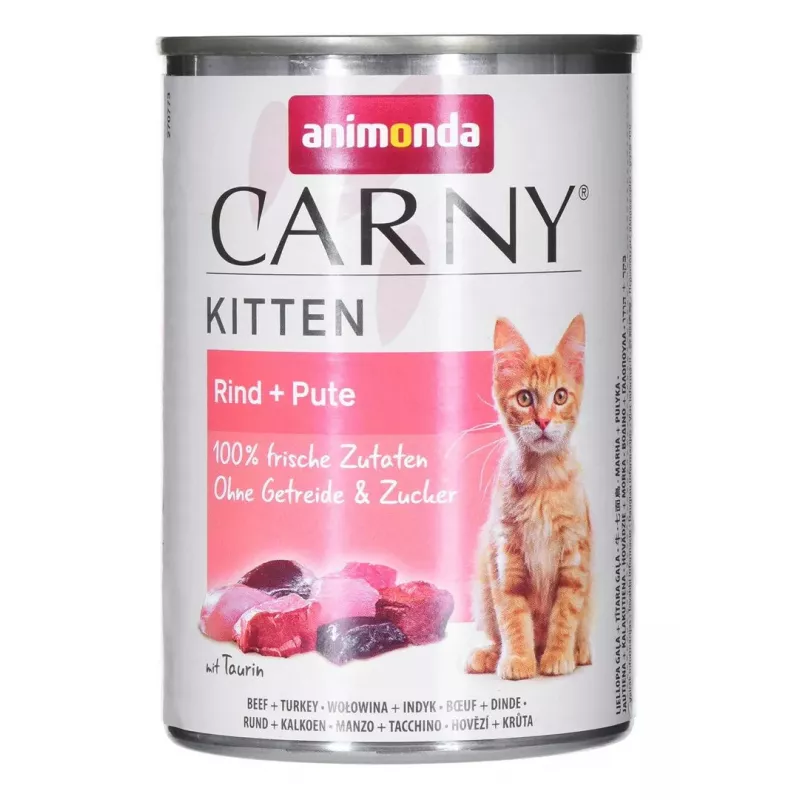 Šlapias kačių ėdalas Animonda Carny Kitten Beef & Turkey 400 g skardinė