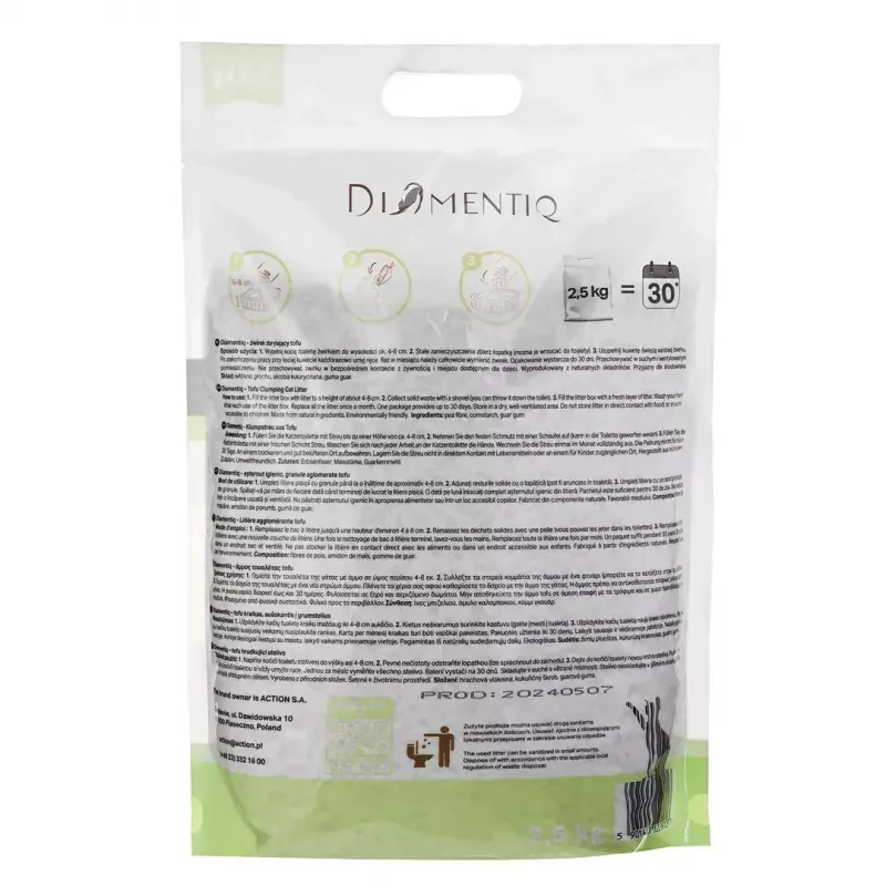 DIAMENTIQ Matcha Ultra kvarcinis tofu katilų kraikas iš žirnių pluošto, be dulkių, 2,5 kg