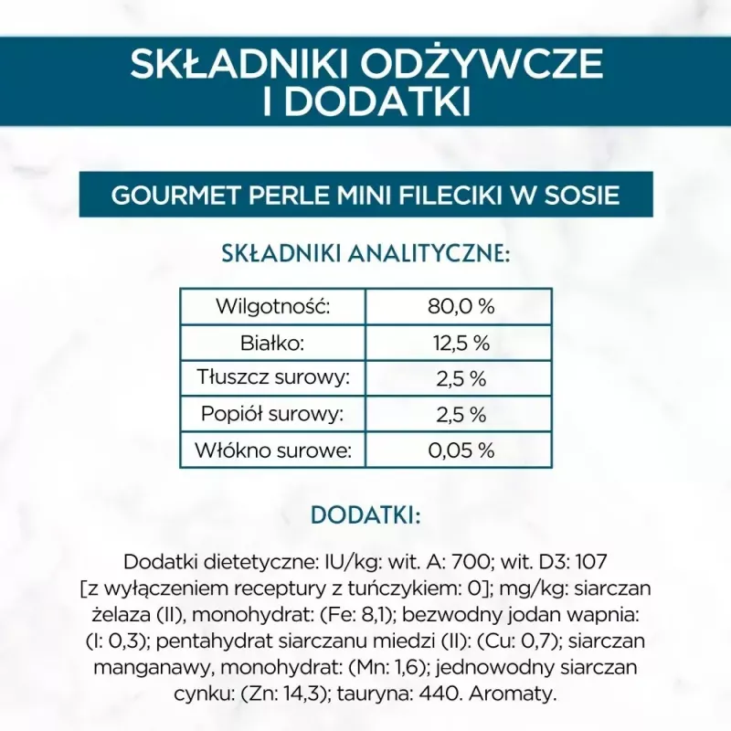 Šlapias kačių ėdalas Purina Nestlé GOURMET Perle Mini filė padaže, maišeliai 60 x 85 g, suaugusioms katėms, 80% drėgmės