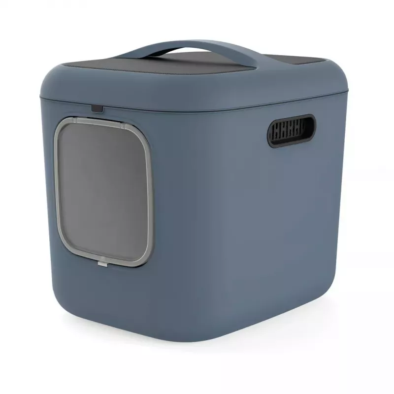 rotho Biala XL didelė plastikinė katės kraiko dėžė, mėlyna, su anglies filtru ir pakabinimo anga, 576×499×614 mm, 2,5 kg