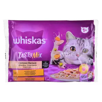 Šlapias kačių ėdalas Whiskas 85 g pakelis, suaugusioms katėms, 4 x 85 g, vištienos/ėrienos skonio