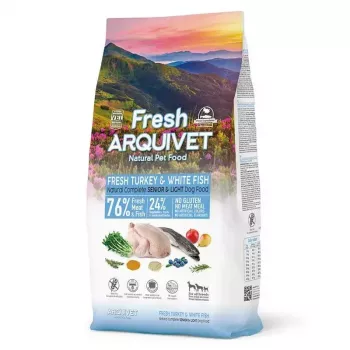 Sausas šunų ėdalas ARQUIVET Fresh Senior & Light kalakutiena ir žuvis, 10 kg, 26 % baltymų, 10 % riebalų