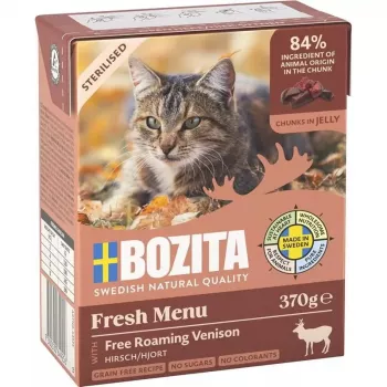 Šlapias ėdalas katėms BOZITA Fresh Menu 370 g suaugusioms katėms, elniena, be sojos, be glitimo