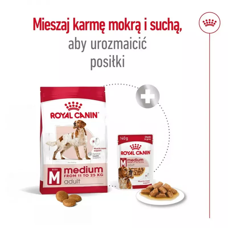Sausas šunų ėdalas Royal Canin Medium Adult — vištiena ir kiauliena, 4 kg