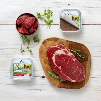 Šlapias šunų ėdalas VETEXPERT RAW PALEO Pate Mini Adult Beef 150 g – pilnavertis konservuotas paštetas suaugusiems mažų veislių šunims
