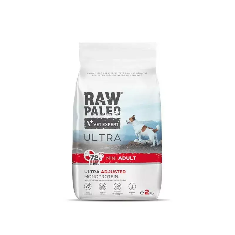 VETEXPERT RAW PALEO Ultra Mini Adult su jautiena, sausas ėdalas šuniui, 2 kg
