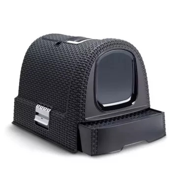 Katinų tualetas Curver Pet Life Kuweta Antracyt — plastikinis uždaras tualetas su stalčiumi, 385×510×395 mm, 2,41 kg