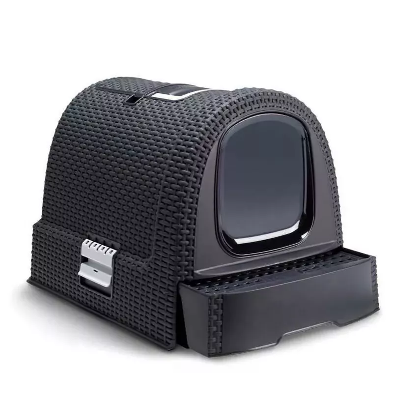 Katinų tualetas Curver Pet Life Kuweta Antracyt — plastikinis uždaras tualetas su stalčiumi, 385×510×395 mm, 2,41 kg