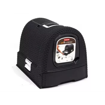 Katinų tualetas Curver Pet Life Kuweta Antracyt — plastikinis uždaras tualetas su stalčiumi, 385×510×395 mm, 2,41 kg