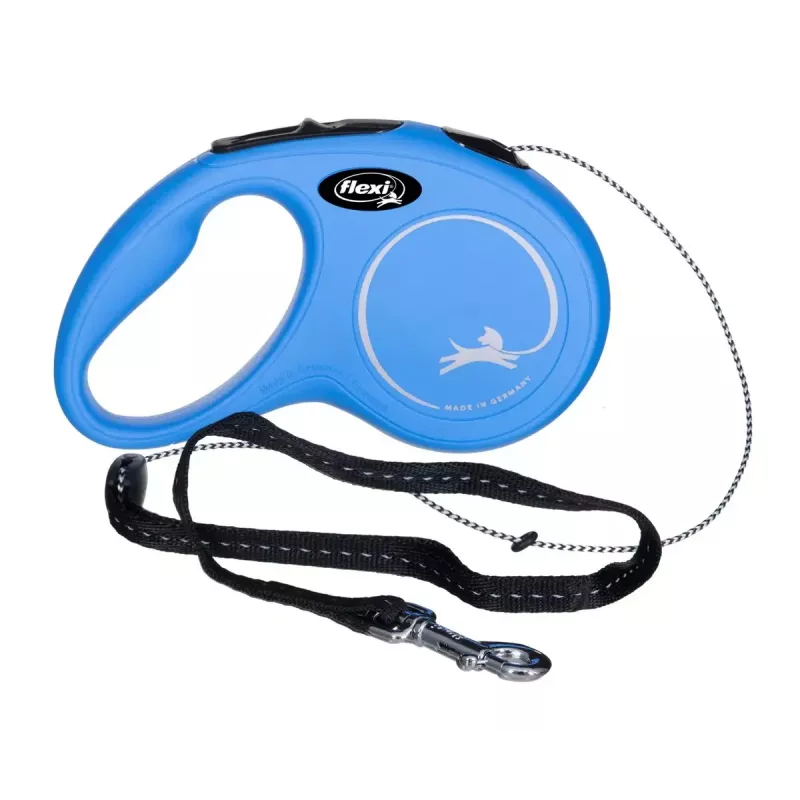Flexi New Classic S atitraukiamas šuns pavadėlis su virvele, 5 m, vienas pavadėlis, mėlynas, max apkrova 12 kg