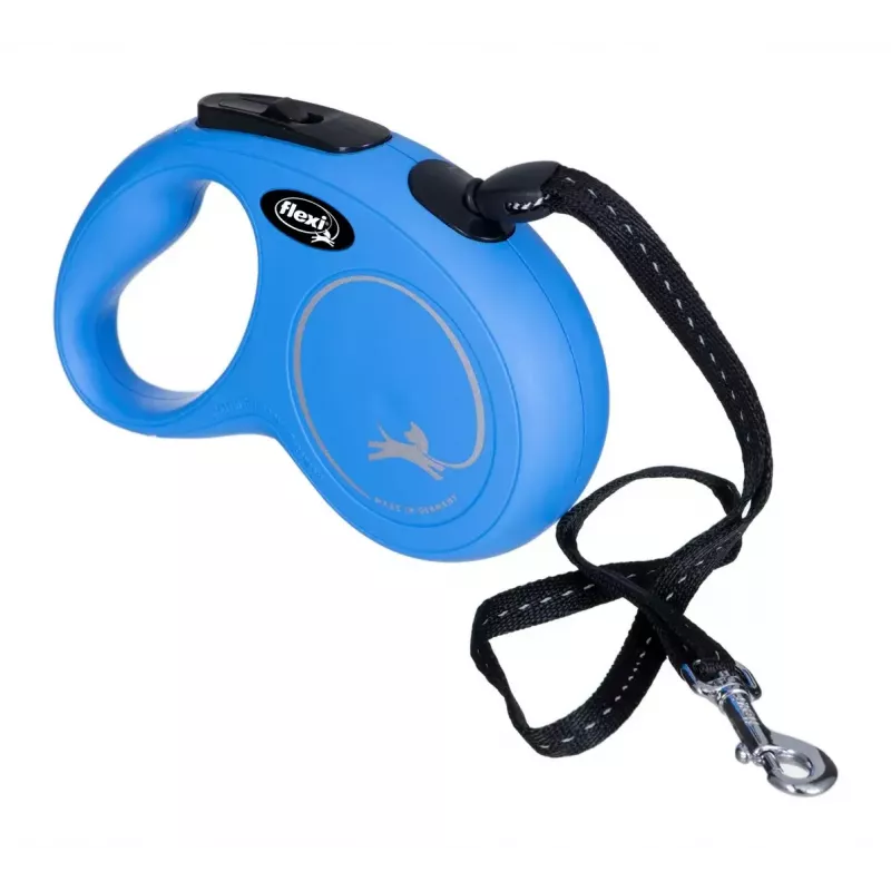Flexi New Classic S atitraukiamas šuns pavadėlis su virvele, 5 m, vienas pavadėlis, mėlynas, max apkrova 12 kg