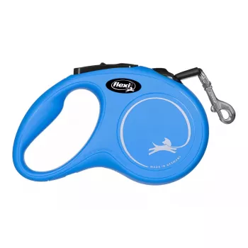 Ištraukiamas šuns pavadėlis Flexi New Classic S, virvelinis, 5 m, mažiems šunims 5–10 kg, maks. apkrova 15 kg, mėlynas