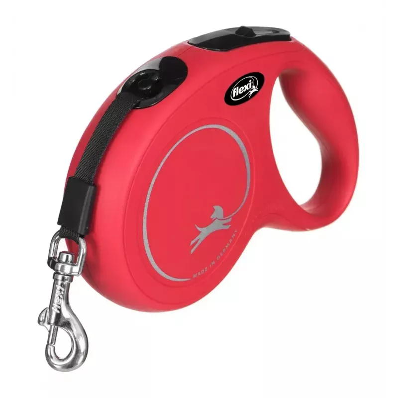 Ištraukiamas šuns pavadėlis Flexi New Classic 5 m, virvelė, dydis M, šunims iki 25 kg, juodas