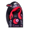 Flexi New Classic 5 m, juoda nailono juosta, automatinis pavadėlis didelių veislių šunims iki 50 kg