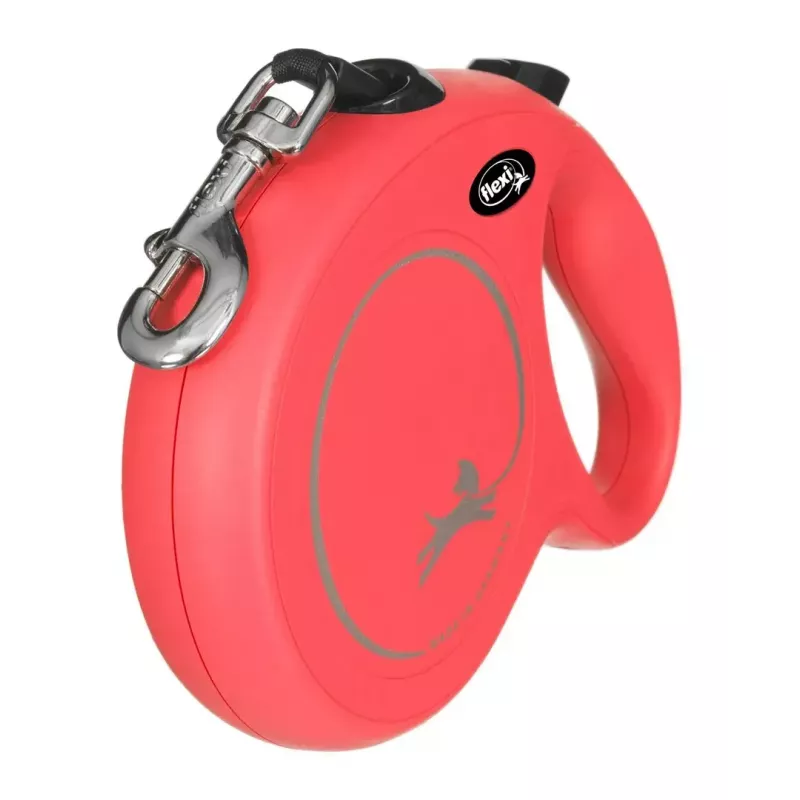 Flexi New Classic 5 m, juoda nailono juosta, automatinis pavadėlis didelių veislių šunims iki 50 kg