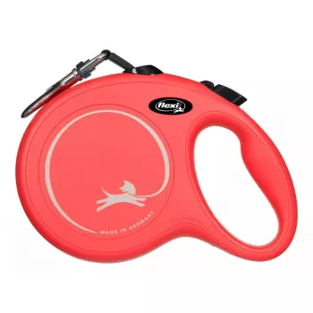 Flexi New Classic 5 m, juoda nailono juosta, automatinis pavadėlis didelių veislių šunims iki 50 kg