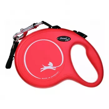 Flexi New Classic atsitraukiantis pavadėlis šunims 8 m, juostinis, juodas, tinka didelėms veislėms iki 50 kg