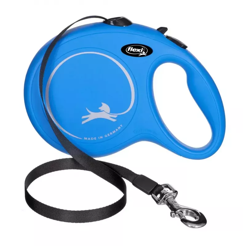 Atitraukiamas pavadėlis Flexi New Classic 8 m — Flexi 8 m virvelinis pavadėlis, mėlynas, L, maks. apkrova 50 kg