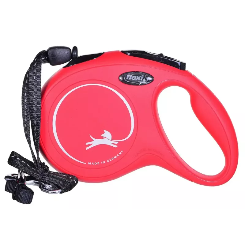 Automatinis pavadėlis Flexi New Classic M, lyninis, vidutinio dydžio, 8 m, maks. apkrova 20 kg, juodas