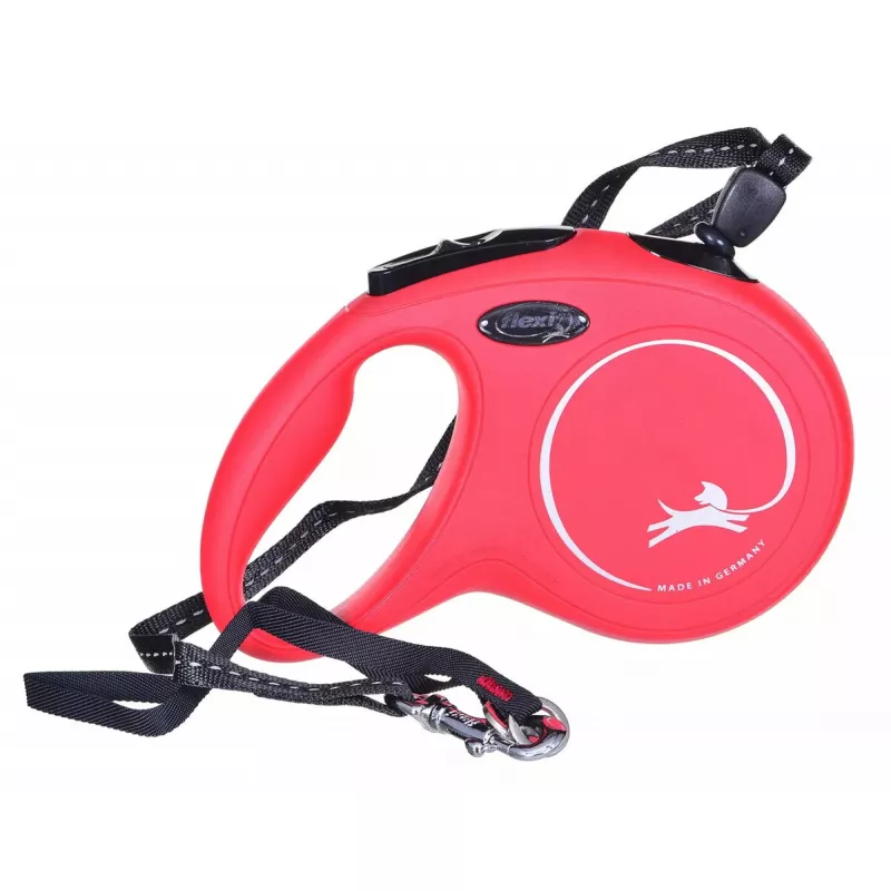 Automatinis pavadėlis Flexi New Classic M, lyninis, vidutinio dydžio, 8 m, maks. apkrova 20 kg, juodas