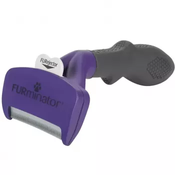 Įrankis šalinimui slenkančio kailio trumpaplaukėms katėms FURminator M/L su ergonomiška rankena ir nerūdijančio plieno briauna, 270 g