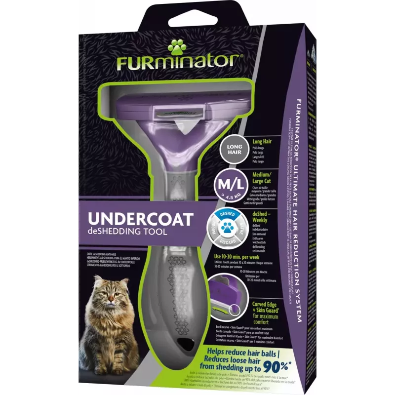 Šepetys FURminator FUR151357 ilgaplaukių kačių (Ragdoll) pavilnės šalinimui, juodas, 270 g