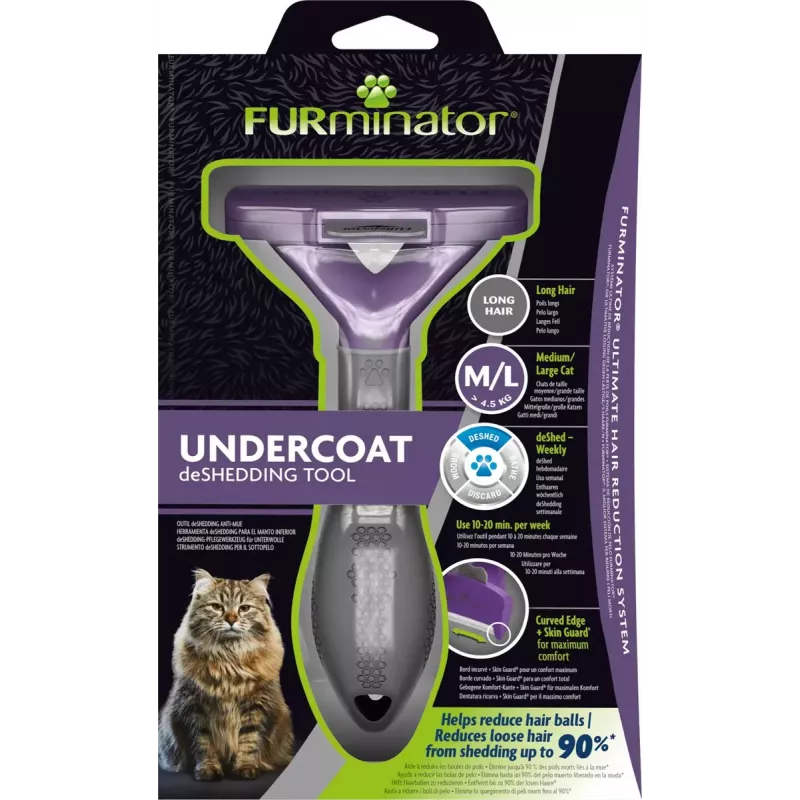 Šepetys FURminator FUR151357 ilgaplaukių kačių (Ragdoll) pavilnės šalinimui, juodas, 270 g