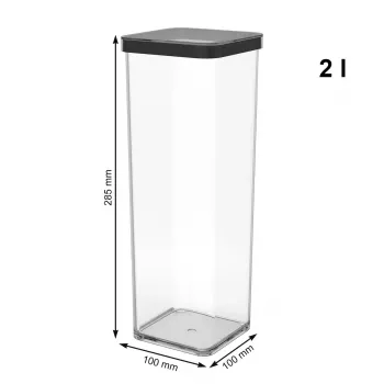 Rotho 1160608080 talpykla 2 L, juoda permatoma, 100×100×285 mm, technopolimeras