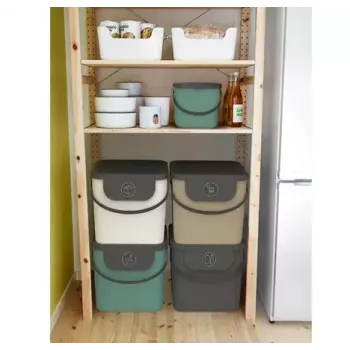 Šiukšlių konteineris Rotho Albula stačiakampis 40 l, technopolimeras, kapučino, 400×358×340 mm, pakabinimo anga