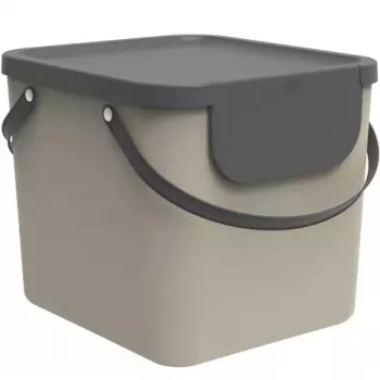 Šiukšlių konteineris Rotho Albula stačiakampis 40 l, technopolimeras, kapučino, 400×358×340 mm, pakabinimo anga