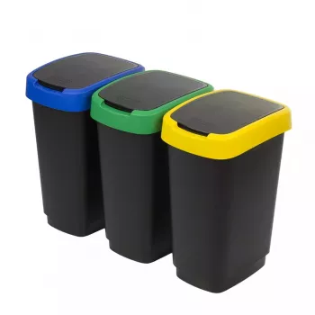 Trifalė atliekų rūšiuoklė rotho Twist 3 × 25 L (technopolimeras, juoda, 252×333×476 mm)