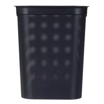Skalbinių krepšys rotho Brisen 50 L ventiliuojamas plastikinis su dangčiu ir pakabinimo anga, juodas, 340×431×529 mm