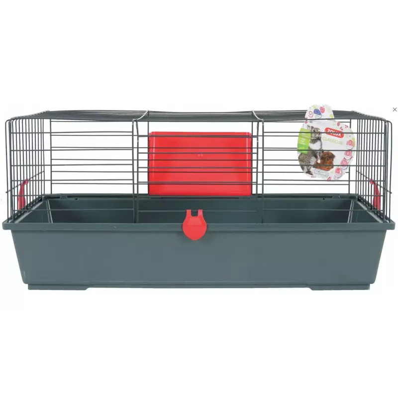 Narvelis graužikams ZOLUX Classic 80 – dviejų lygių metalinis/plastikinis aptvaras, 800×430×330 mm, 31 mm tarpai tarp strypų, pilkai raudonas