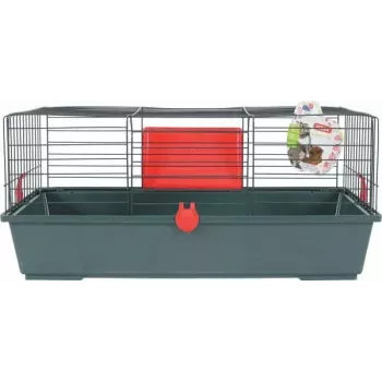 Narvelis graužikams ZOLUX Classic 80 – dviejų lygių metalinis/plastikinis aptvaras, 800×430×330 mm, 31 mm tarpai tarp strypų, pilkai raudonas
