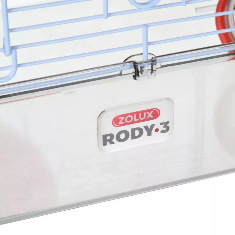 Narvelis graužikams ZOLUX Rody3 Trio – metalinis/plastikinis, 410×270×530 mm, 3 kg, su bėgimo ratu