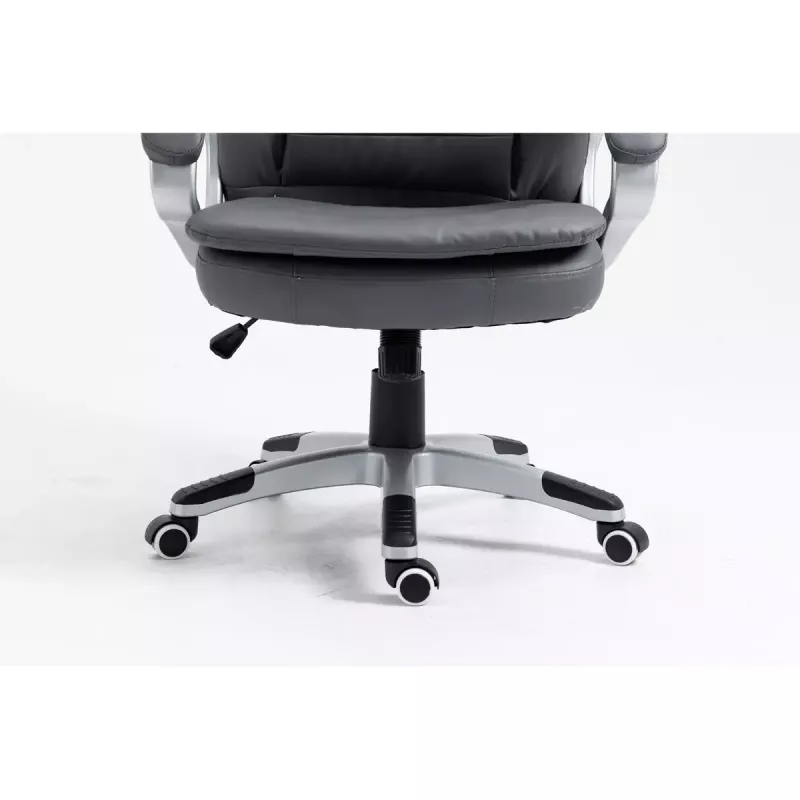 Sukiojama šildoma biuro kėdė ActiveJet YK7304, pilka, odinė sėdynė ir atlošas, reguliuojamas atlošas, dujinis keltuvas 45–55 cm