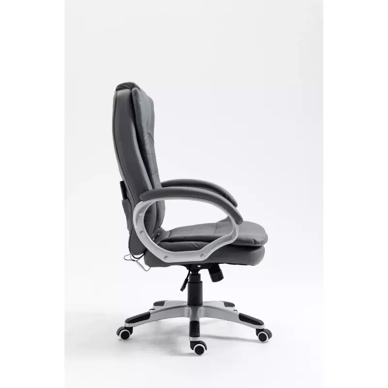 Sukiojama šildoma biuro kėdė ActiveJet YK7304, pilka, odinė sėdynė ir atlošas, reguliuojamas atlošas, dujinis keltuvas 45–55 cm