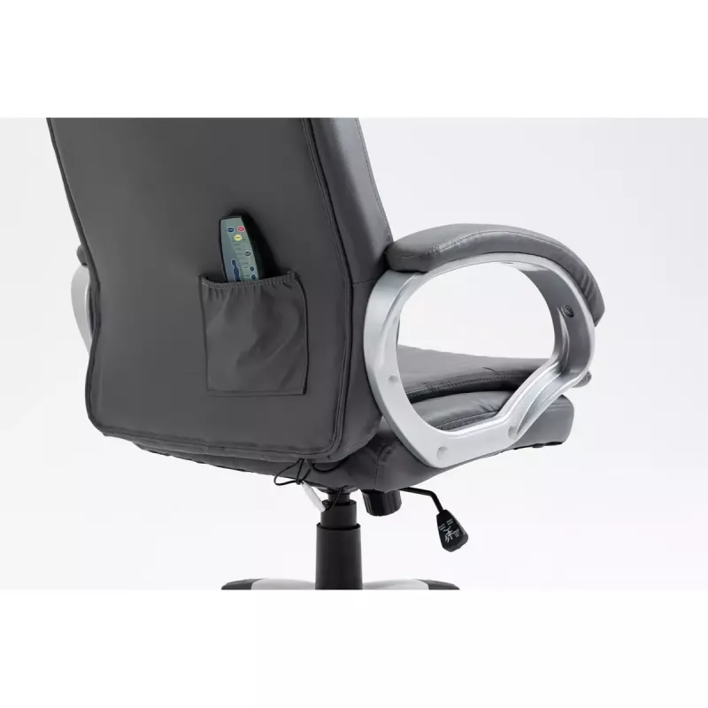 Sukiojama šildoma biuro kėdė ActiveJet YK7304, pilka, odinė sėdynė ir atlošas, reguliuojamas atlošas, dujinis keltuvas 45–55 cm