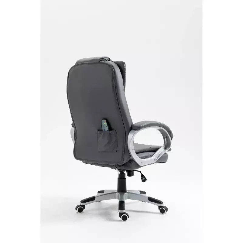 Sukiojama šildoma biuro kėdė ActiveJet YK7304, pilka, odinė sėdynė ir atlošas, reguliuojamas atlošas, dujinis keltuvas 45–55 cm