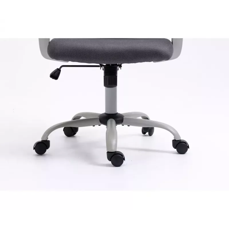Sukiojama biuro kėdė ActiveJet YK01 – paminkštinta audeklo sėdynė, tinklinis atlošas, pilka, reguliuojamas aukštis 46–56 cm