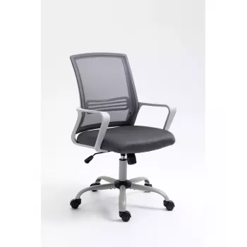 Sukiojama biuro kėdė ActiveJet YK01 – paminkštinta audeklo sėdynė, tinklinis atlošas, pilka, reguliuojamas aukštis 46–56 cm