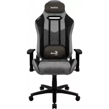 Gaming kėdė AEROCOOL DUKE AeroSuede Black Grey – 2D porankiai, drugelio mechanizmas, maks. vartotojas 150 kg