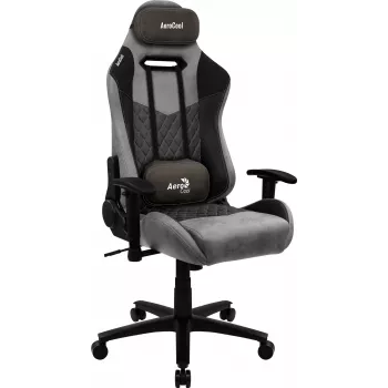 Gaming kėdė AEROCOOL DUKE AeroSuede Black Grey – 2D porankiai, drugelio mechanizmas, maks. vartotojas 150 kg