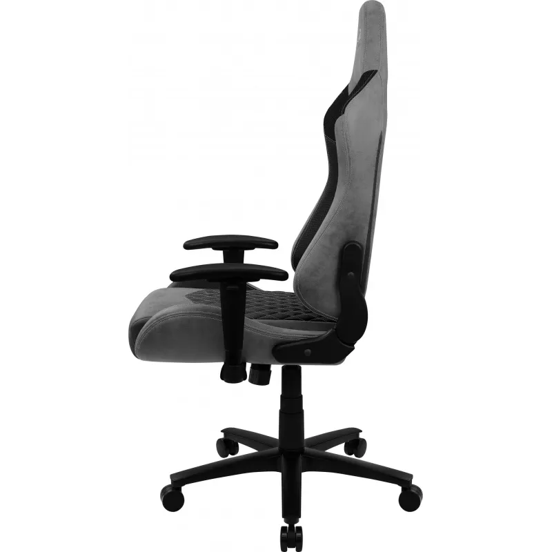 Gaming kėdė AEROCOOL DUKE AeroSuede Black Grey – 2D porankiai, drugelio mechanizmas, maks. vartotojas 150 kg