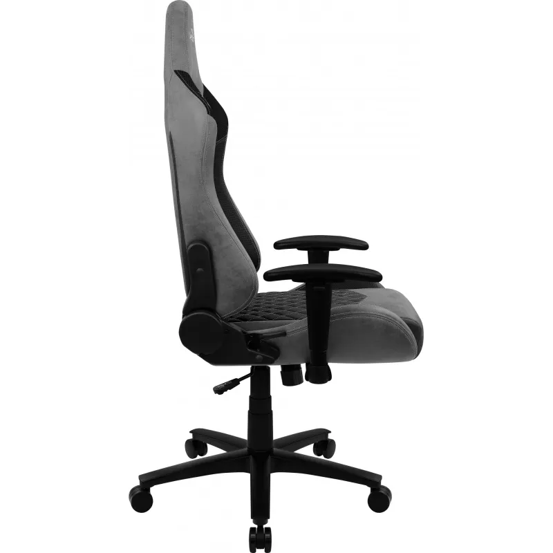 Gaming kėdė AEROCOOL DUKE AeroSuede Black Grey – 2D porankiai, drugelio mechanizmas, maks. vartotojas 150 kg
