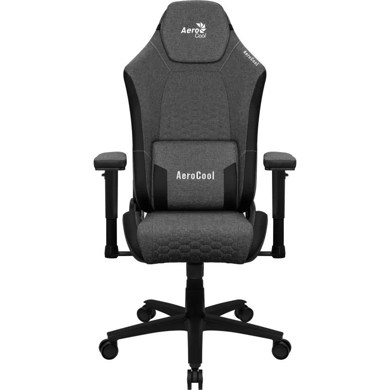 Universali žaidimų kėdė AEROCOOL CROWNASHBK – juoda, su AeroWeave audiniu, 2D porankiais, 4 klasės dujiniu pakėlimu, iki 150 kg