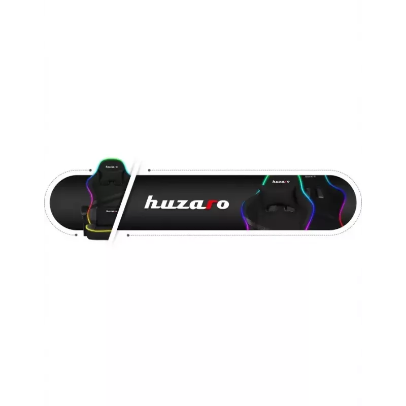 Žaidimų kėdė Huzaro FORCE 4.4 RGB Black – audeklinis kaušinis sėdėjimas, max 130 kg, reguliuojama atlošas, aukštis 115–125 cm, RGB apšvietimas